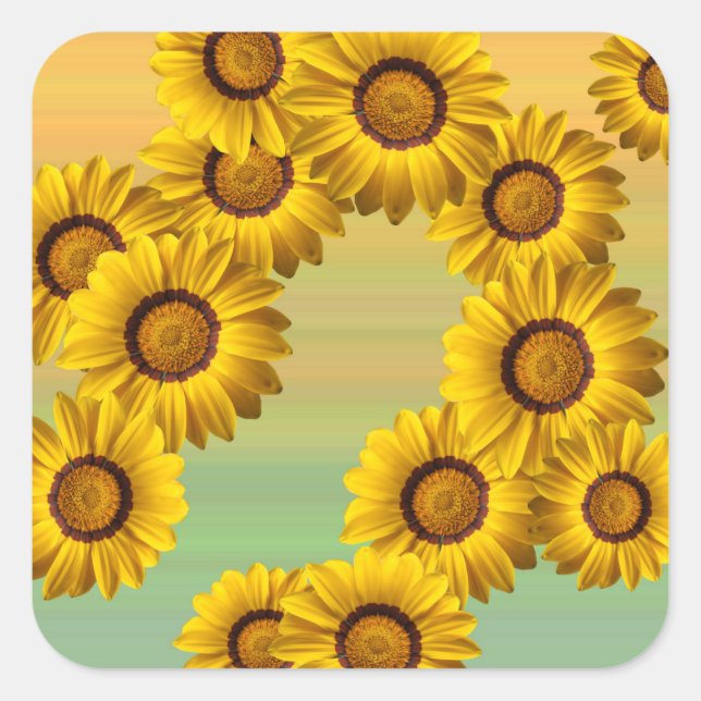 Pegatina Cuadrada Flores amarillas en primavera (Anverso)