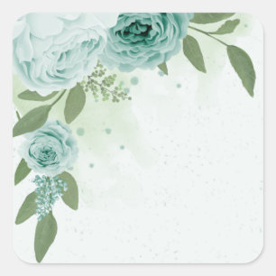 Pegatina Cuadrada flores azules románticas