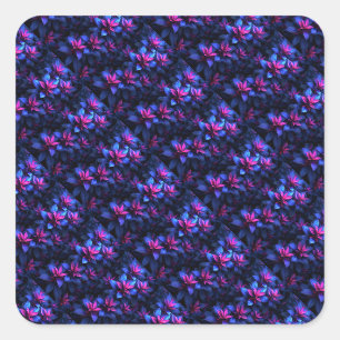 Pegatina Cuadrada Flores azules y moradas