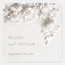 Flores Blancas 3D Rosas Minimalistas Boda 
