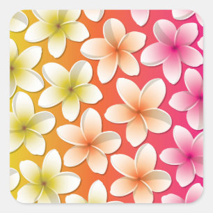 Pegatina Cuadrada Flores brillantes de Frangipani/ Plumeria