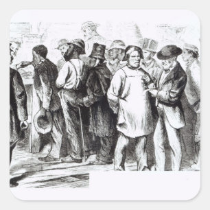 Pegatina Cuadrada Flores de alfombras, finales de los años 1860 (gra