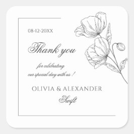 Pegatina Cuadrada Flores de amapola elegante boda