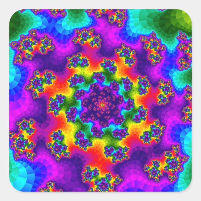 Pegatina Cuadrada Flores de arcoiris (Anverso)