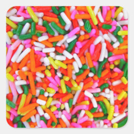 Pegatina Cuadrada Flores de arcoiris coloridas