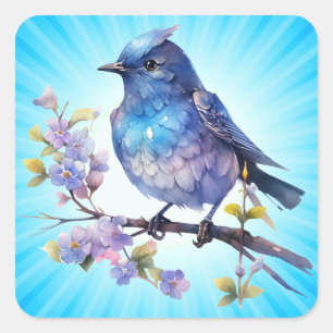 Pegatina Cuadrada Flores de aves de corral Clipart-73611