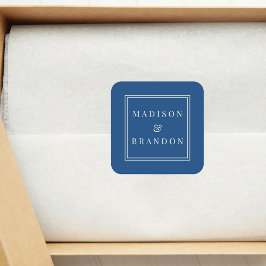 Pegatina Cuadrada Flores de bodas de mediados del siglo | Azul