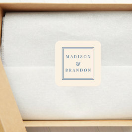 Pegatina Cuadrada Flores de bodas de mediados del siglo | Crema