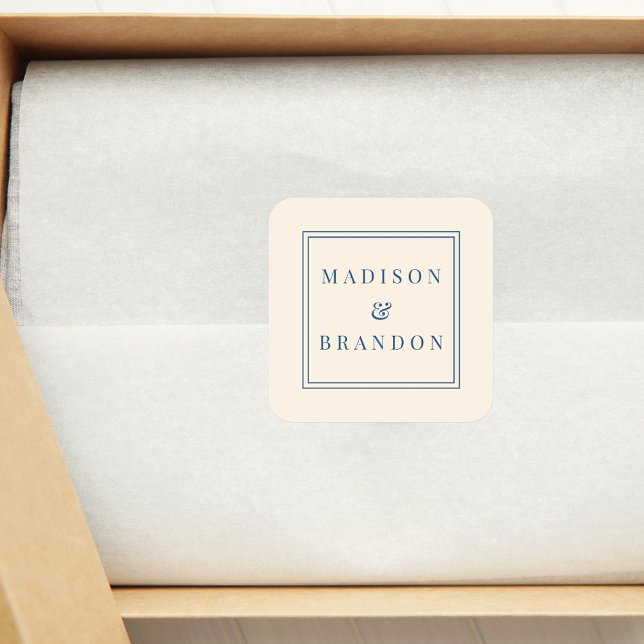 Pegatina Cuadrada Flores de bodas de mediados del siglo | Crema (Subido por el creador)