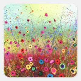 Pegatina Cuadrada Flores de campo