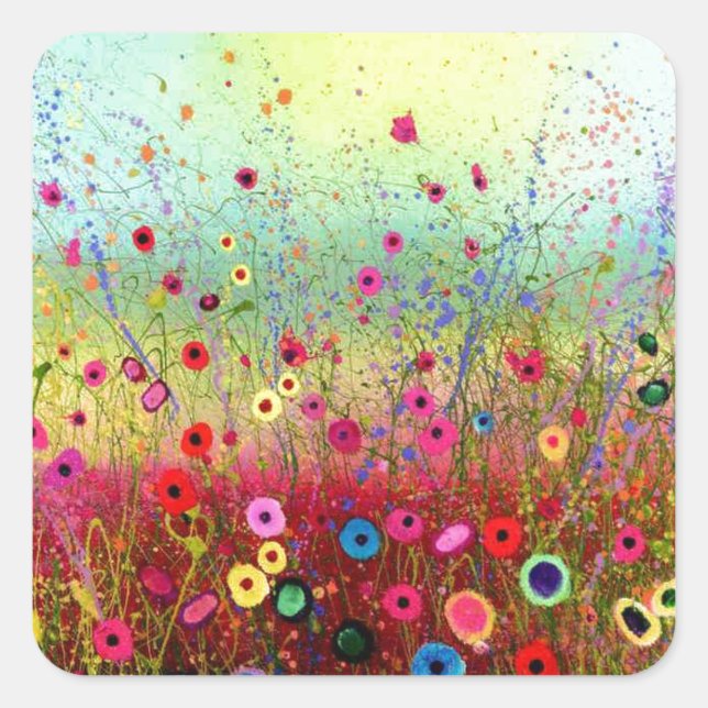 Pegatina Cuadrada Flores de campo (Anverso)