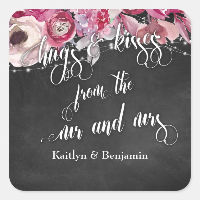 Pegatina Cuadrada Flores de cartón iluminan abrazos y besos de nosot (Anverso)