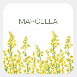 Pegatina Cuadrada Flores de citrina amarilla moderna