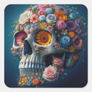 Pegatina Cuadrada Flores de decadencia