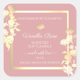 Pegatina Cuadrada Flores de etiquetas de embalaje de productos rosas