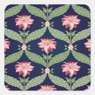 Pegatina Cuadrada Flores de fantasía: motivos indios oscuros