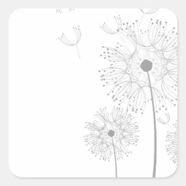 Pegatina Cuadrada Flores de flores de Dandelion la paz el destino de