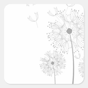Pegatina Cuadrada Flores de flores de Dandelion la paz el destino de