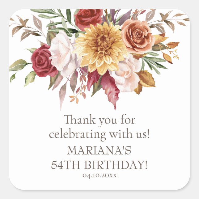 Pegatina Cuadrada Flores de flotación en otoño favorecen la fiesta d (Anverso)