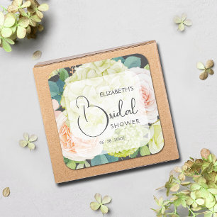 Pegatina Cuadrada Flores de jardín romántico para despedida de solte