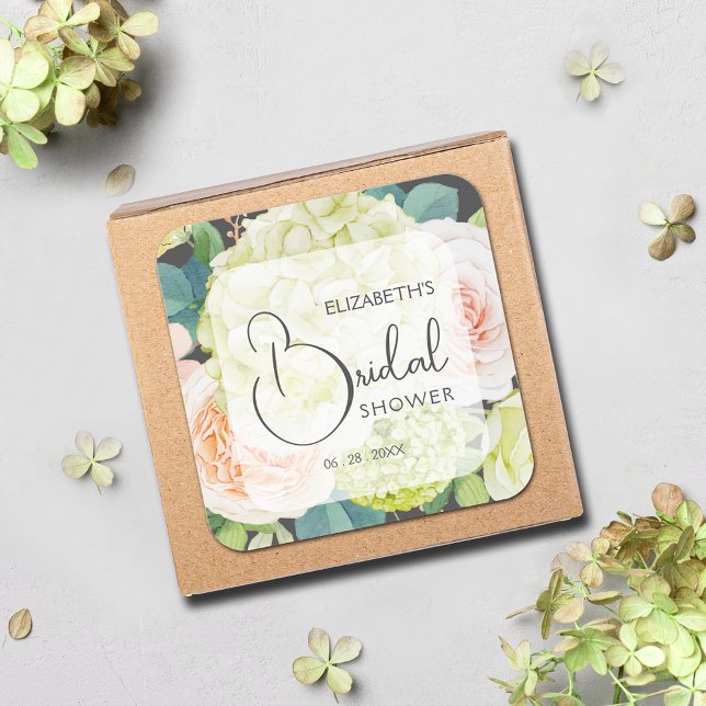 Pegatina Cuadrada Flores de jardín romántico para despedida de solte (Romantic Garden Flowers Bridal Shower Square 3" Stickers)