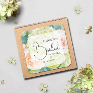 Pegatina Cuadrada Flores de jardín romántico para despedida de solte