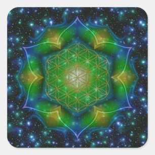 Pegatina Cuadrada FLORES DE LA VIDA/Blume des Lebens Mandala V Squar