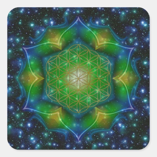 Pegatina Cuadrada FLORES DE LA VIDA/Blume des Lebens Mandala V Squar (Anverso)