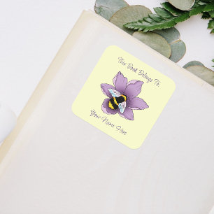 Pegatina Cuadrada Flores de lavanda de abedul amarillo