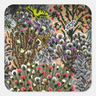 Pegatina Cuadrada Flores de mariposa sauce ilustraciones de naturale