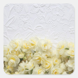 Pegatina Cuadrada Flores de narciso contra papel textil