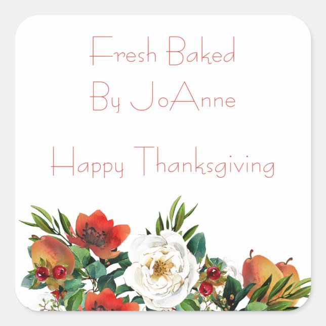 Pegatina Cuadrada Flores de otoño acuáticas (Anverso)