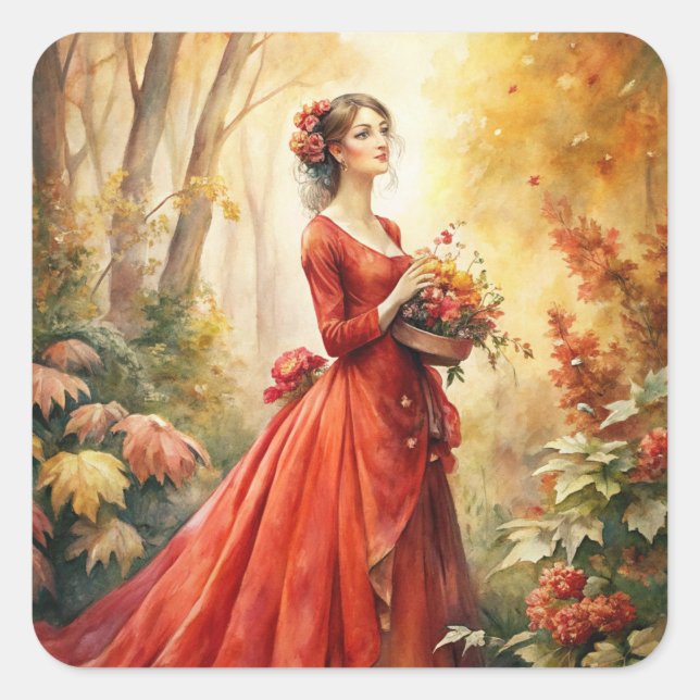 Pegatina Cuadrada Flores de picado (Anverso)