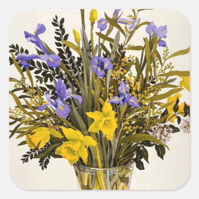 Pegatina Cuadrada Flores de primavera (Anverso)