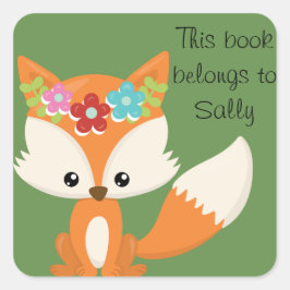 Pegatina Cuadrada Flores de primavera, Fox personalizada