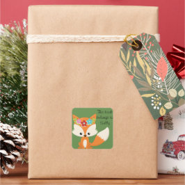 Pegatina Cuadrada Flores de primavera, Fox personalizada