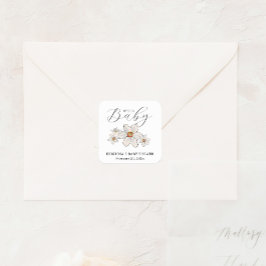 Pegatina Cuadrada Flores de primavera Hola Napkin de papel Baby Show