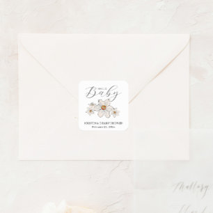 Pegatina Cuadrada Flores de primavera Hola Napkin de papel Baby Show