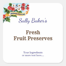 Pegatina Cuadrada Flores de rosa primitiva caseras editables Hormigó