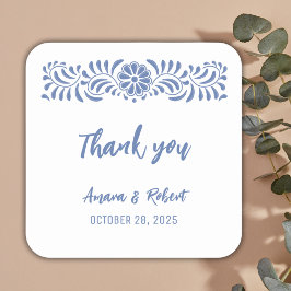 Pegatina Cuadrada Flores de talavera azul