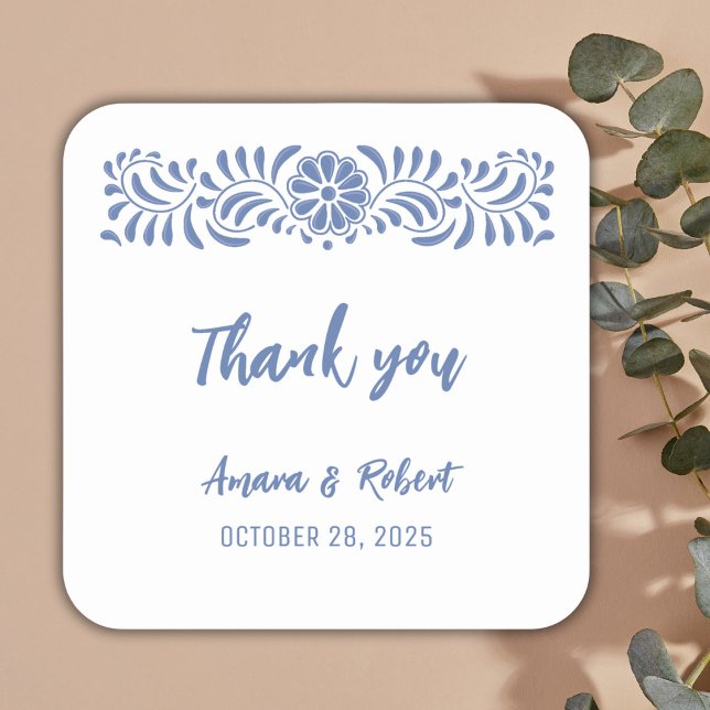 Pegatina Cuadrada Flores de talavera azul (Subido por el creador)