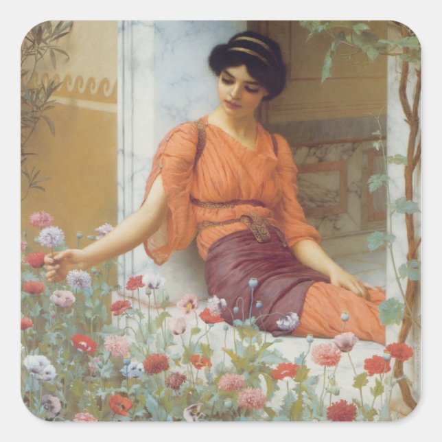 Pegatina Cuadrada Flores de verano (Anverso)