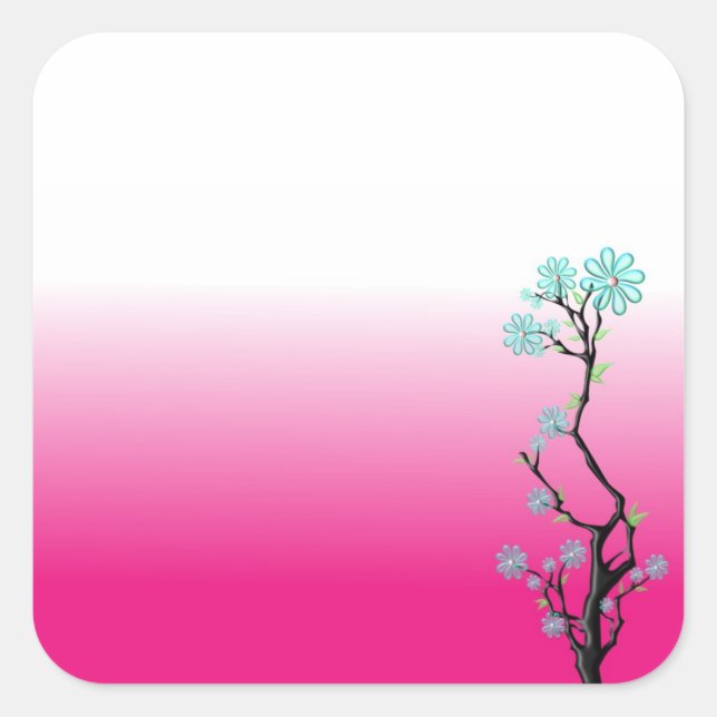 Pegatina Cuadrada Flores de vidrio 2 Pegatinas (Anverso)