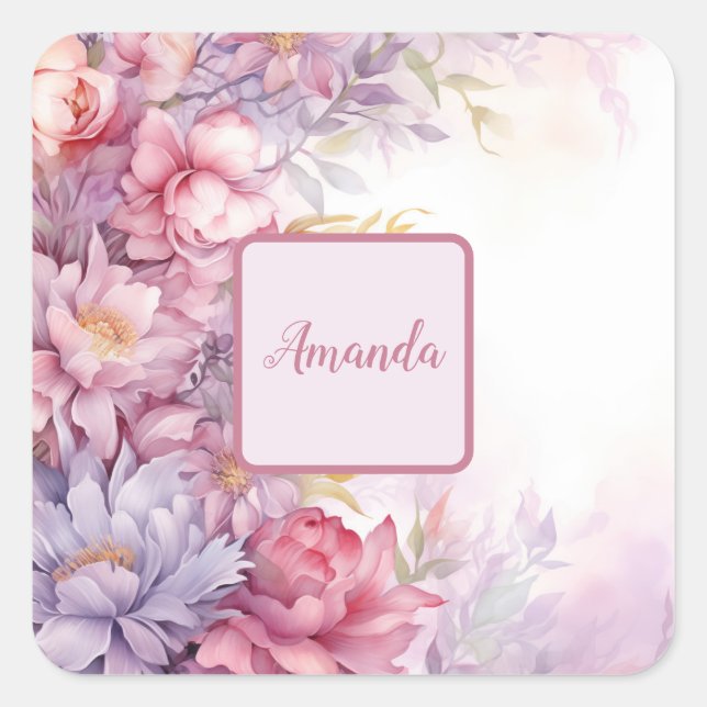 Pegatina Cuadrada Flores diminutas con patrones florales femeninos s (Anverso)