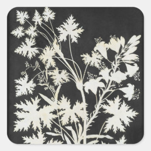 Pegatina Cuadrada Flores en silueta