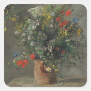 Pegatina Cuadrada Flores en una vasa, c.1866
