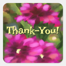 Pegatina Cuadrada Flores florales oscuras rosadas de Dahlia floridas