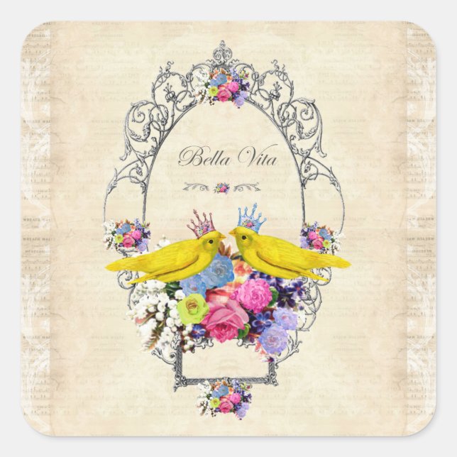 Pegatina Cuadrada Flores, flores, jardines, primavera, naturaleza, p (Anverso)