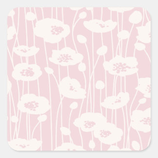 Pegatina Cuadrada Flores Frescas | Neutro - Rosa Claro