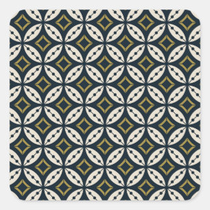 Pegatina Cuadrada Flores geométricas sin foco: patrón colorido.